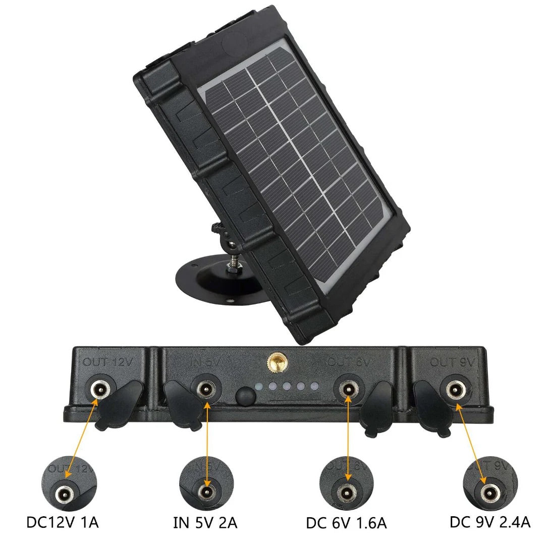 panneaux solaires pour camera de chasse 3W 8000mAh 12V/9V/6V sortie 5V