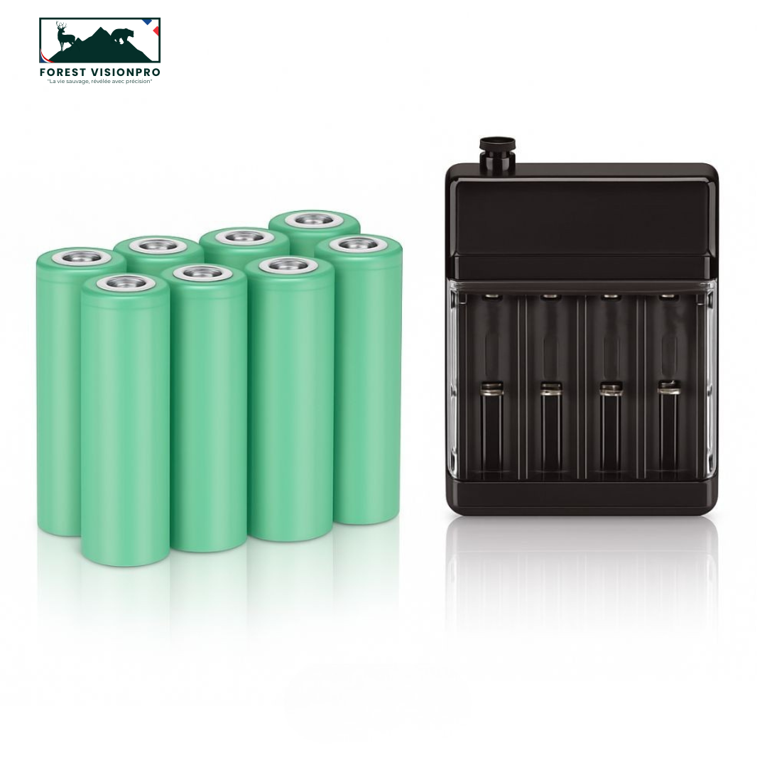 Batteries : Accus au lithium rechargeables avec chargeur - Pour camera de chasse