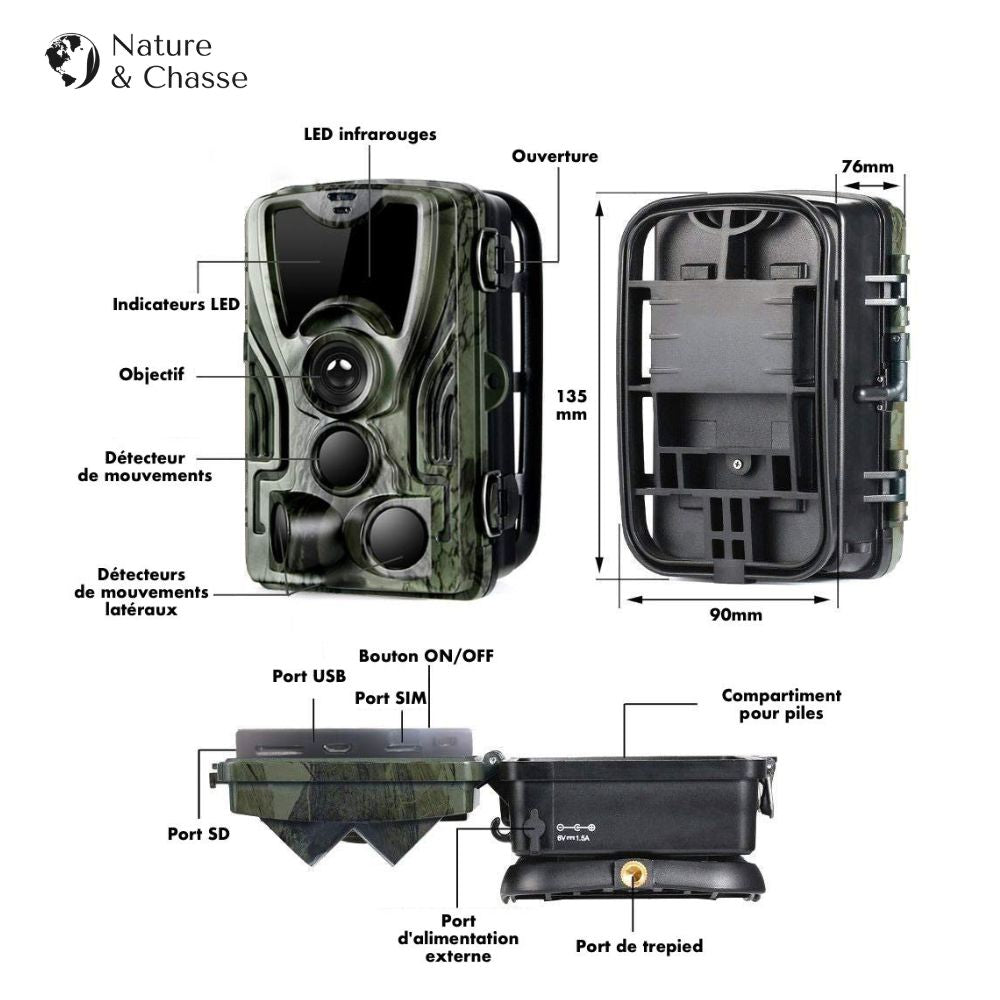 Caméra de chasse 4K avec écran - Nature & Chasse®
