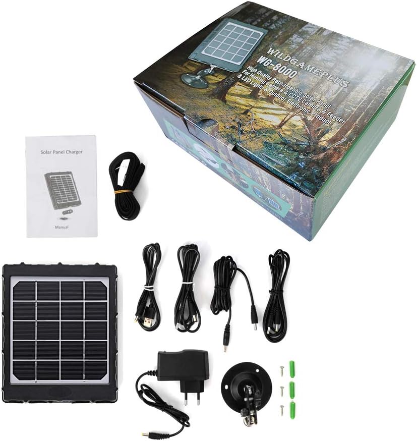 panneaux solaires pour camera de chasse  3W 8000mAh 12V/9V/6V sortie 5V