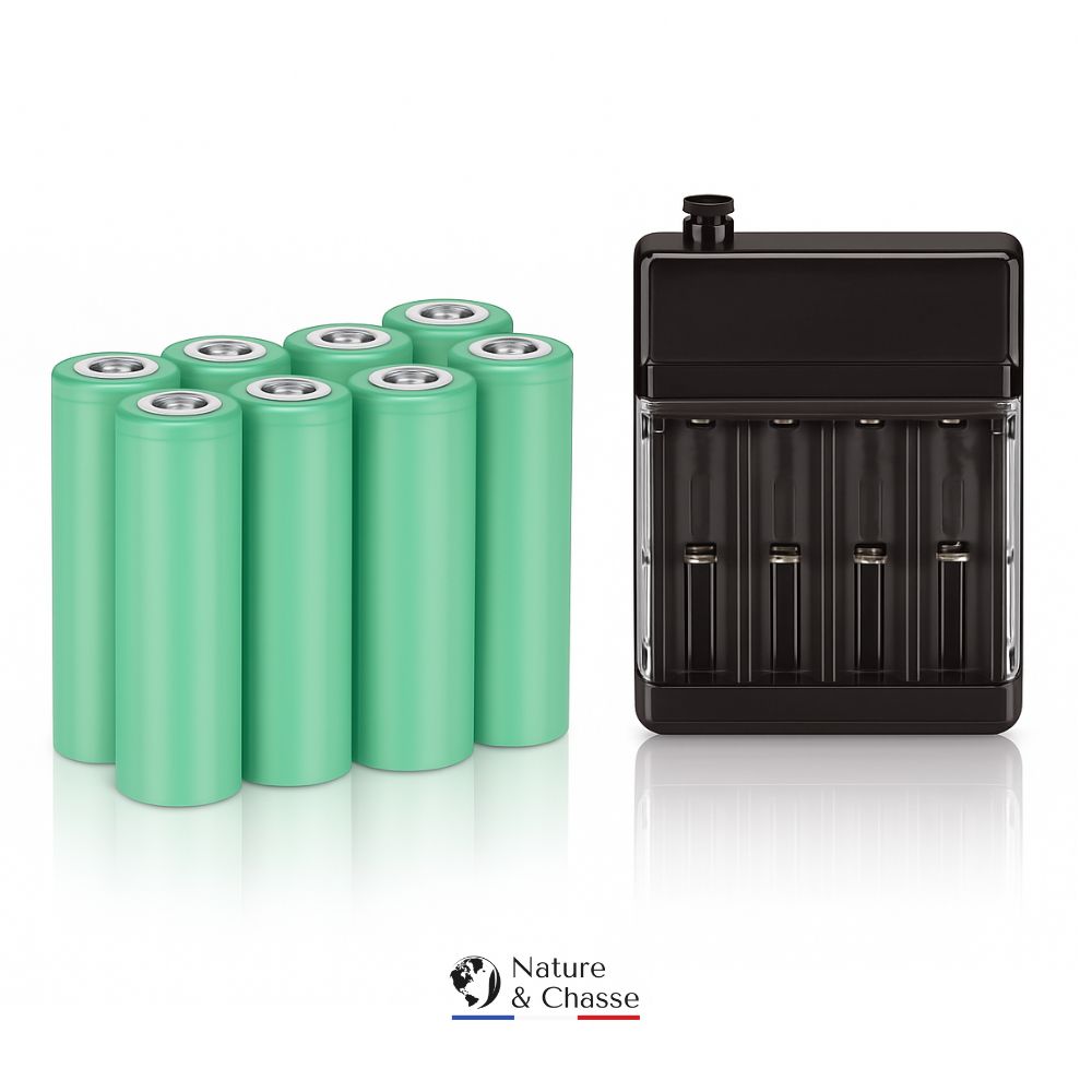 Batteries : Accus au lithium rechargeables avec chargeur - Pour camera de chasse