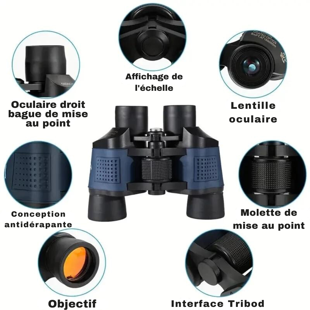 Jumelles de Randonnée  80x80 Vision Nocturne Chasse 1600M