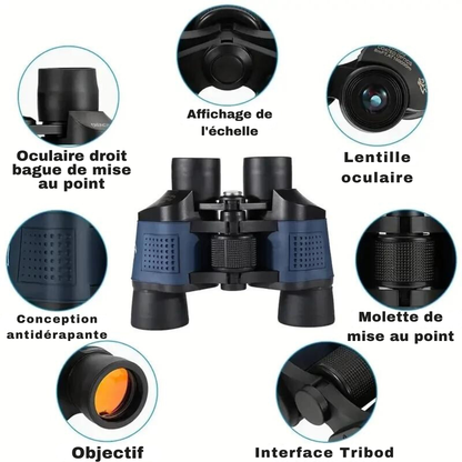 Jumelles de Randonnée  80x80 Vision Nocturne Chasse 1600M