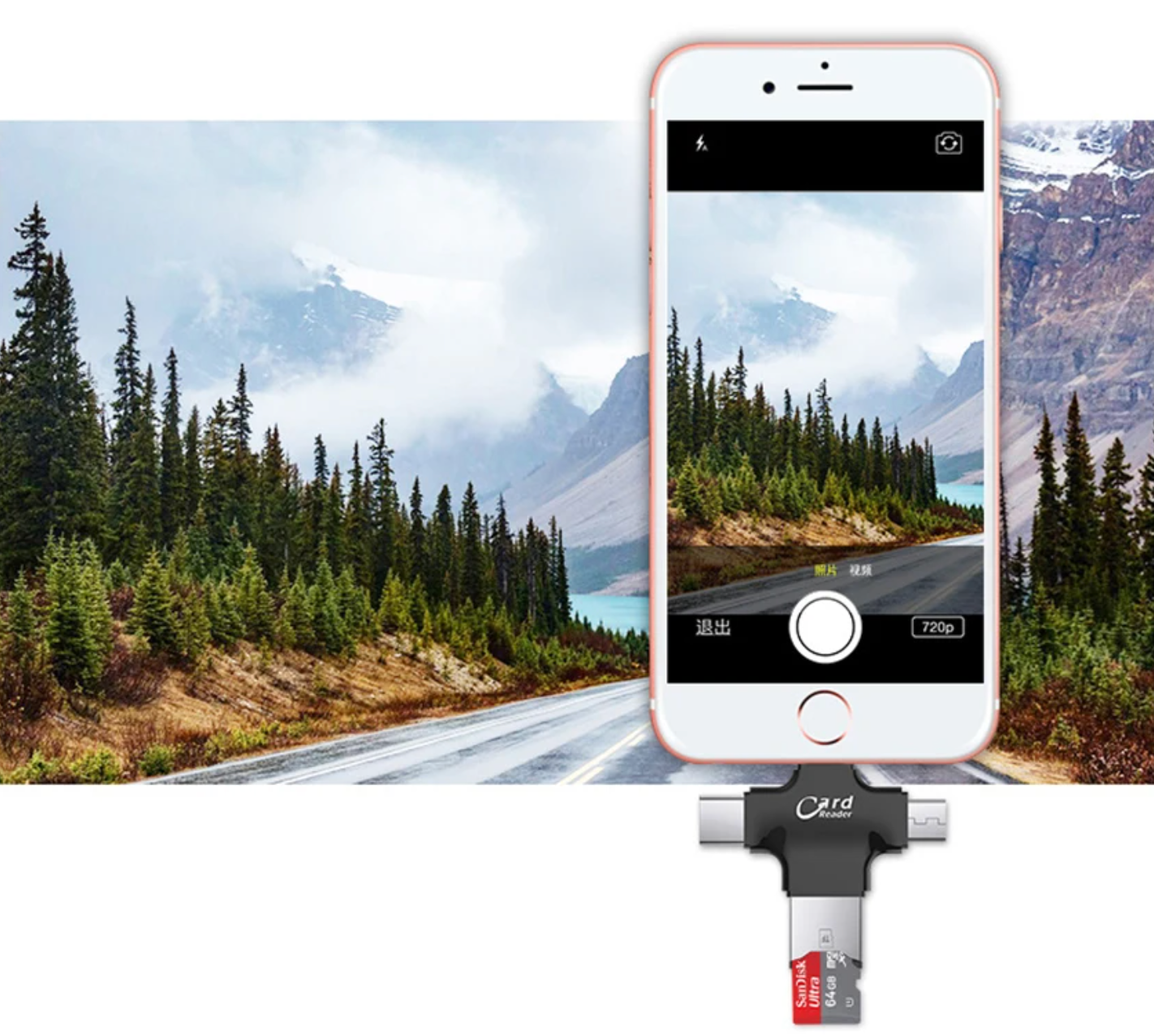 Lecteur de cartes SD compatible iphone, ipad, android.