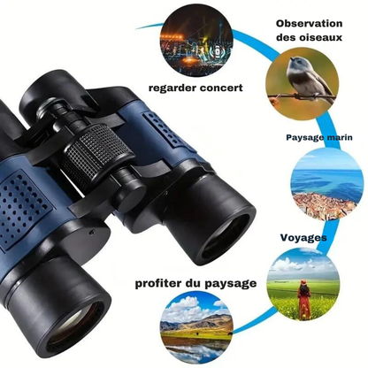 Jumelles de Randonnée  80x80 Vision Nocturne Chasse 1600M